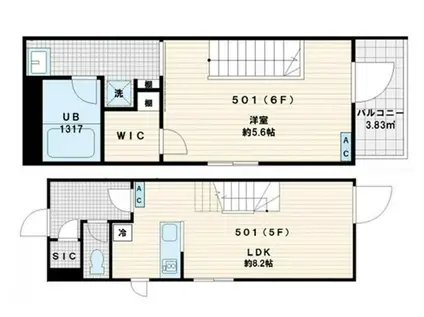 フレア代々木(1LDK/5階)の間取り写真