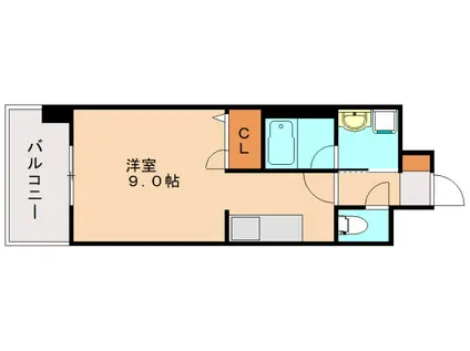 グランデール博多(1K/4階)の間取り写真