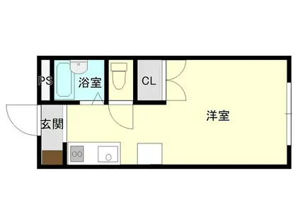 マンションユニ(ワンルーム/1階)の間取り写真