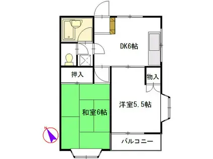 アークハイツいぶき野(2DK/2階)の間取り写真