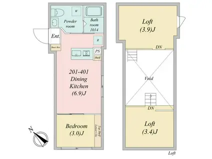 BESTA KITASENJU(1DK/4階)の間取り写真