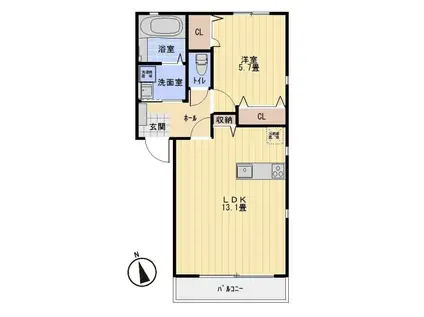 FLORAL HEIM(1LDK/2階)の間取り写真