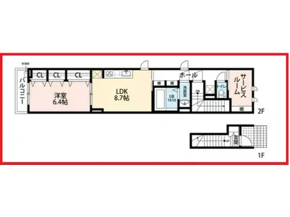 ワンライフ(1LDK/2階)の間取り写真