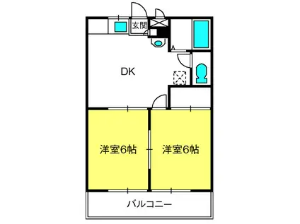 カーサ・ヴェルデ(2DK/1階)の間取り写真