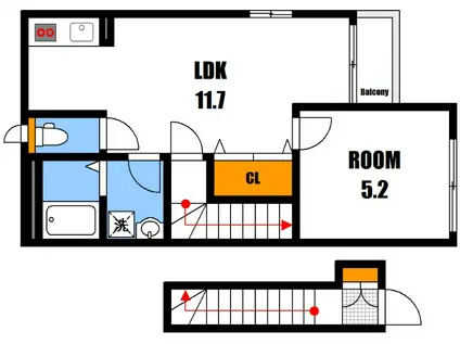 ファインコート(1LDK/2階)の間取り写真