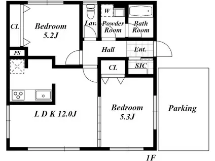 GRANDOGS(2LDK/1階)の間取り写真