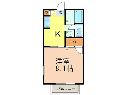 マリアージュ(1K/1階)の間取り写真