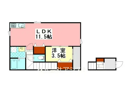 上三緒アパート B棟(1LDK/2階)の間取り写真