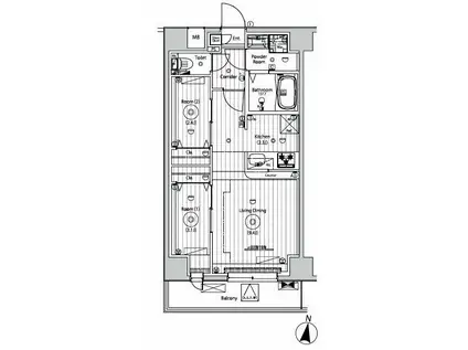 メイクスアート五反野(2LDK/3階)の間取り写真