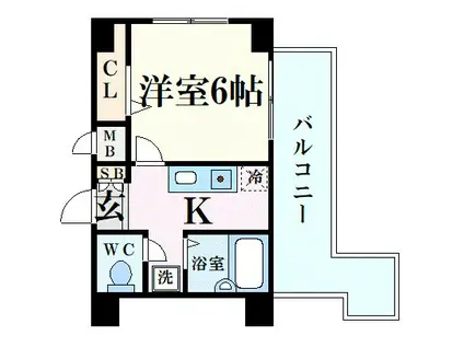 ブロスコート六甲II(1K/8階)の間取り写真
