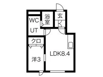 メリディアン高松(1LDK/2階)の間取り写真
