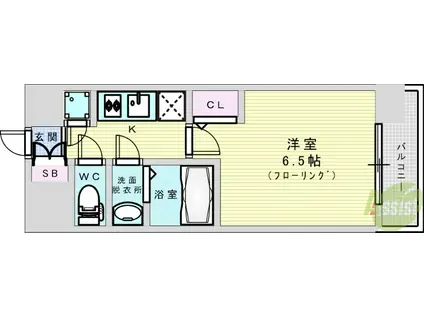 レジュールアッシュ塚本Ⅱ(1K/4階)の間取り写真