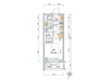 RISING PLACE綾瀬(1K/5階)の間取り写真