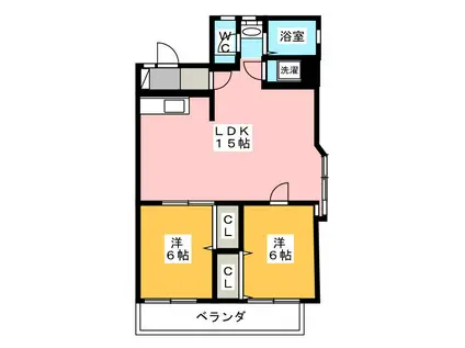 ハイクラスO・N・DA(2LDK/3階)の間取り写真