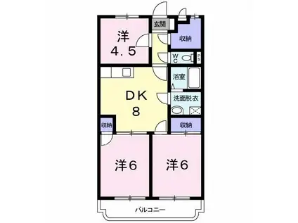 マンション ウェルズ(3DK/3階)の間取り写真