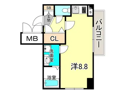 エスリード中山手 県庁前(ワンルーム/3階)の間取り写真