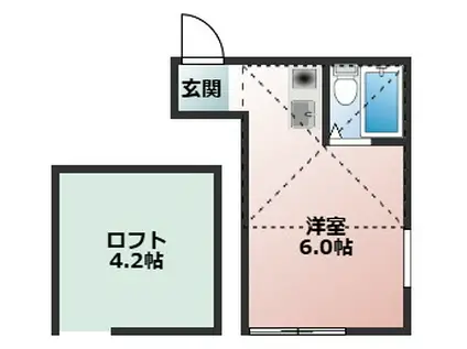 ヒルトップ日吉(ワンルーム/1階)の間取り写真