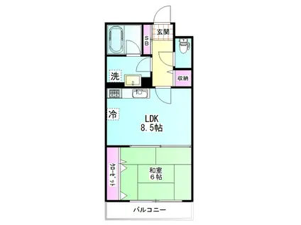 エバーグリーンコート(1LDK/4階)の間取り写真