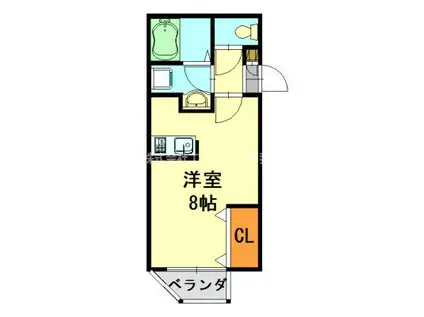 IBIS(ワンルーム/2階)の間取り写真