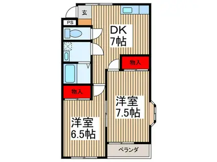 アルカディア21(2DK/2階)の間取り写真