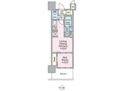 リビオシティ神戸名谷(1LDK/2階)の間取り写真