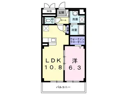 アルバス・ケイ(1LDK/2階)の間取り写真