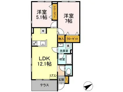 VERGER(2LDK/1階)の間取り写真