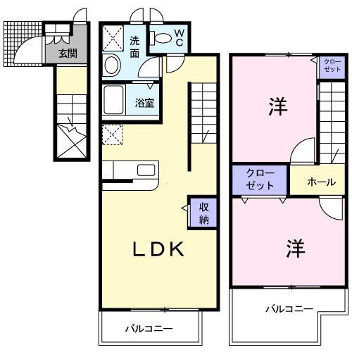 プレジオスC(2LDK/2階)の間取り写真