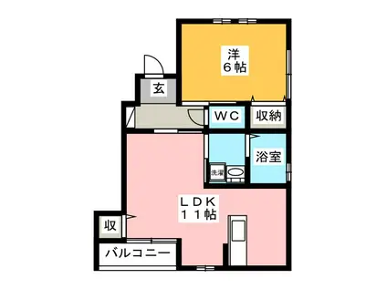 ソレイユ壱番館(1LDK/1階)の間取り写真