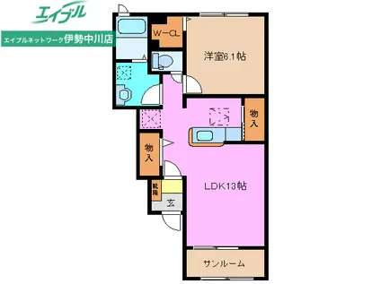 サニー・カーサI(1LDK/1階)の間取り写真