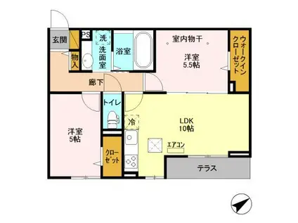 エタニティー東船橋(2LDK/1階)の間取り写真