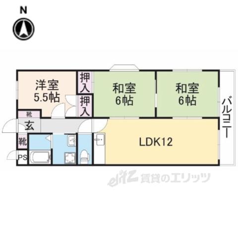 MAYUMIウエストサイド楠葉(3LDK/3階)の間取り写真