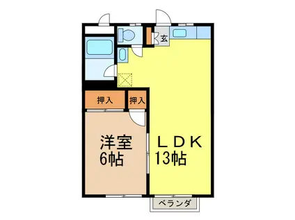 ハイグレード望月(1LDK/2階)の間取り写真