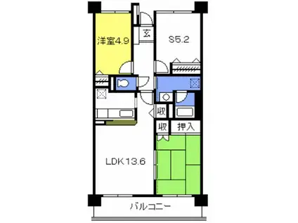与野本町ハイツ(2SLDK/10階)の間取り写真