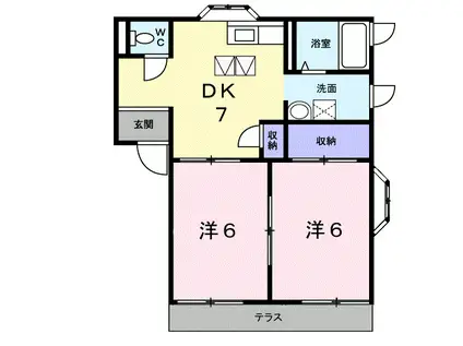 ラベニュー西中(2DK/1階)の間取り写真