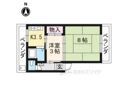 洛西マンションNO.1(2K/1階)の間取り写真