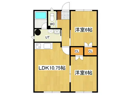 ビホロハイツ栄町B(2LDK/1階)の間取り写真