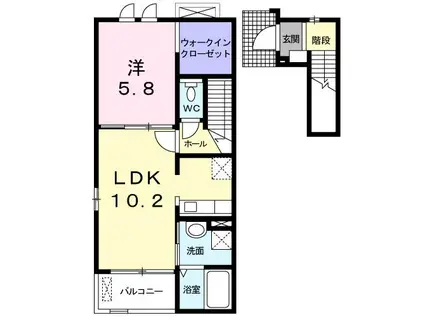 ロックヴィレッジ(1LDK/2階)の間取り写真
