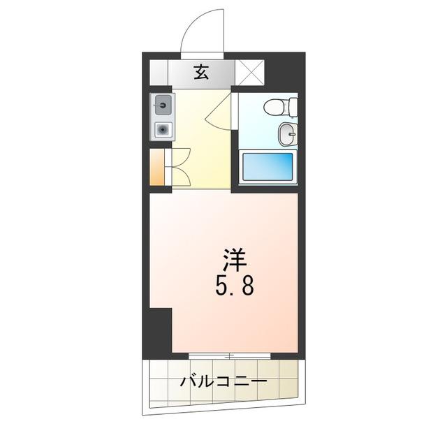 カルムウエスト(1K/4階)の間取り写真