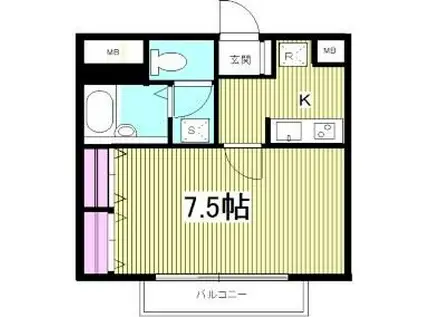 プリマヴェール相模台(1K/2階)の間取り写真
