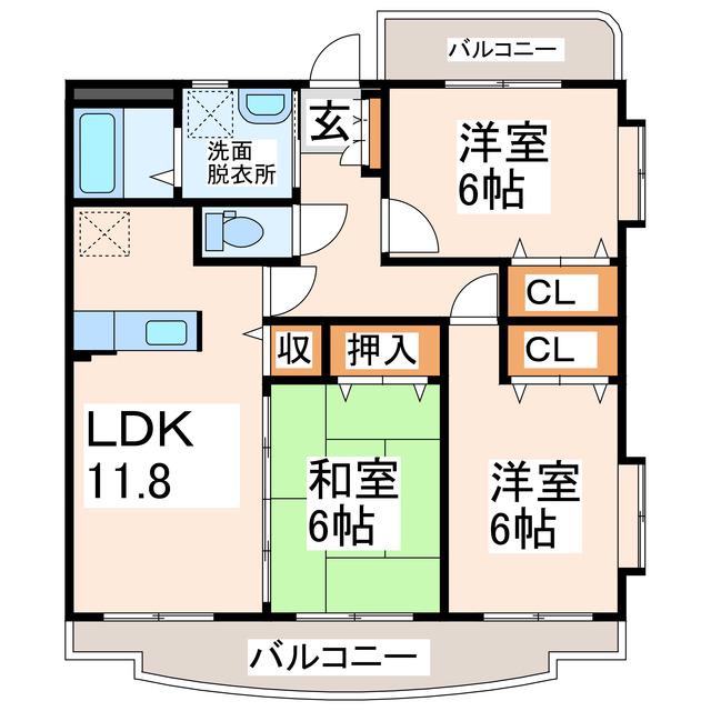 サンプレイン(3LDK/2階)の間取り写真