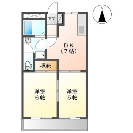 リバーパレスイワタ(2DK/1階)の間取り写真