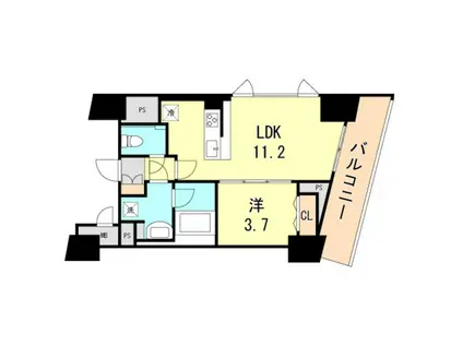 ファルマシアントアロード(1LDK/9階)の間取り写真