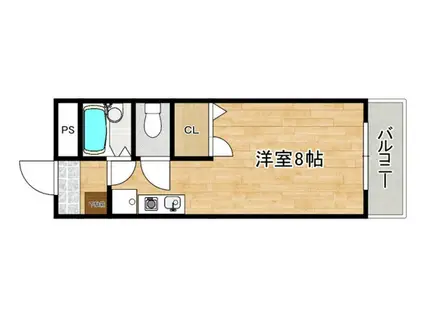 ポムドピン中央(ワンルーム/3階)の間取り写真