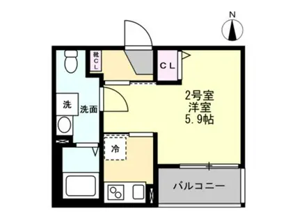 ベイルーム東本厚木(1K/1階)の間取り写真