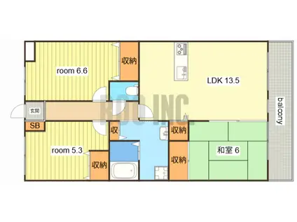 夢ガーデン(3LDK/5階)の間取り写真