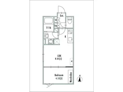 グランパセオ大崎戸越銀座I(1LDK/4階)の間取り写真