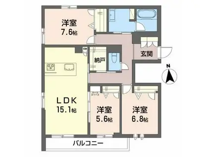 リズム・クチーレ(3LDK/1階)の間取り写真