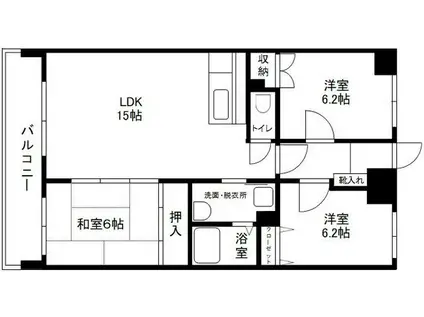 SHOELESS春日(3LDK/5階)の間取り写真