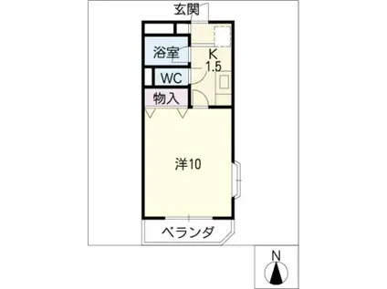 デフィI(1K/3階)の間取り写真